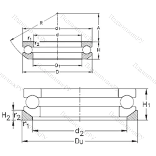 Подшипник шариковый упорный 53305+U 305