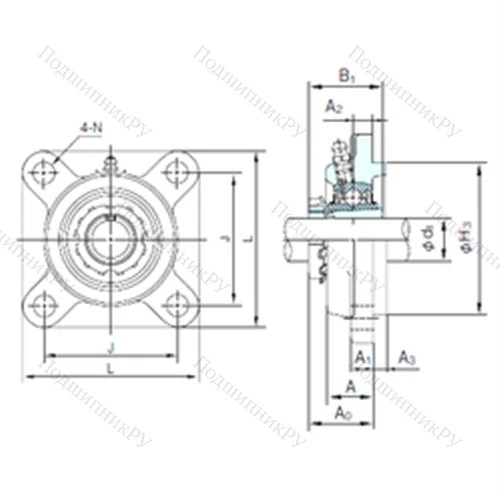 Подшипниковый узел шариковый радиальный UKFS 312+H 2312
