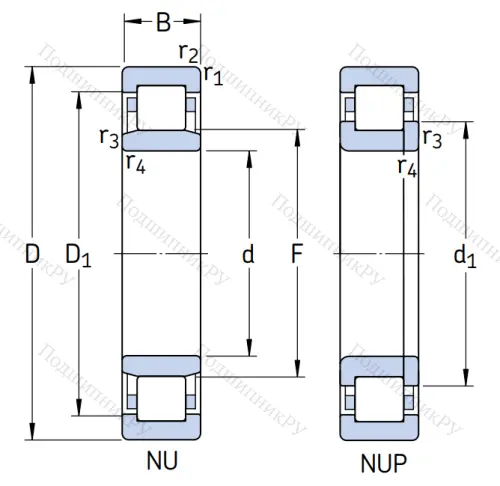 Роликовый цилиндрический подшипник NUP 2206 ECP от производителя  SKF