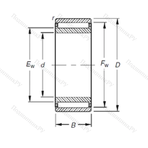 Подшипник игольчатый радиальный NAO 40X 55X 17