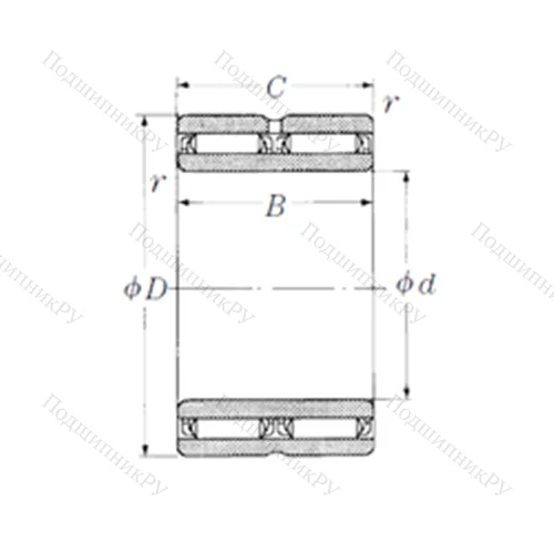 Подшипник игольчатый радиальный NAFW 355540