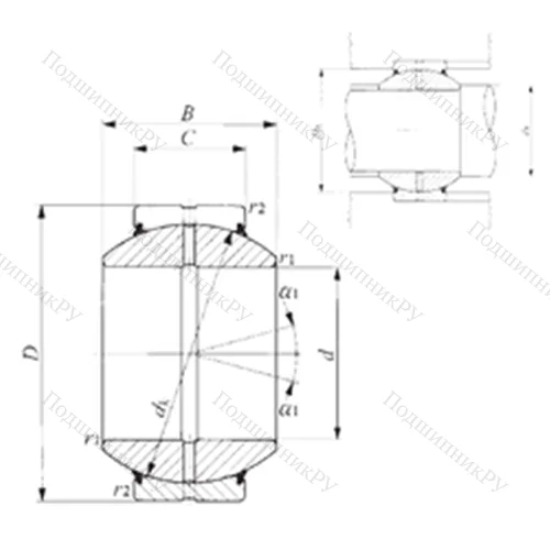 Подшипник скольжения сферический GE 160GS-2RS