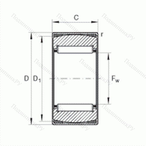 Подшипник роликовый игольчатый самоустанавливающийся RPNA 40/55